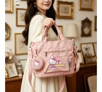 Set da 2 pezzi di borsa a tracolla multifunzionale casual rosa Hello Kitty di Sanrio, con portamonete staccabile, versatile per il trasporto, ideale per lavoro, viaggio, shopping e uso quotidiano Oxfo