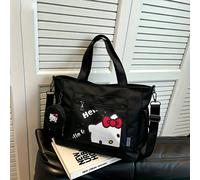 Set da 2 pezzi di borsa a tracolla nera casual multifunzionale con grande capacità, con stampa graffiti di Hello Kitty Sanrio, con portamonete staccabile, versatile per il trasporto, ideale per lavoro