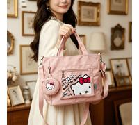 Set da 2 pezzi di borsa a tracolla rosa casual multifunzionale con stampa graffiti Hello Kitty Sanrio, con portamonete staccabile, versatile per il trasporto, ideale per lavoro, viaggio, shopping e us