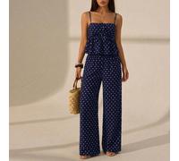 Set da 2 pezzi di canottiera e pantaloni casual neri con stampa a pois per donna, carino per l'estate, outfit per San Valentino, outfit estivi per donna, outfit per vacanze, per donne di piccola statu
