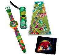 Set da 2 pezzi di orologio da polso per bambini Crazy Dino e set di mini torce, orologio digitale con luce notturna a LED, strumenti da campeggio perfetti e regalo per bambini dai 3 anni in su