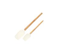Set da 2 pezzi di spatola for crema in silicone bianco, antiaderente, for pasticceria, manico in legno, raschietto for burro e cioccolato, impastatrice for torte cucina(Flat 2Pcs)