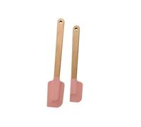 Set da 2 pezzi di spatola for crema in silicone bianco, antiaderente, for pasticceria, manico in legno, raschietto for burro e cioccolato, impastatrice for torte cucina(Pink Flat 2Pcs)