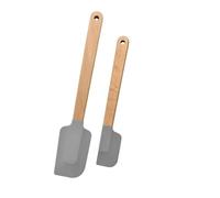 Set da 2 pezzi di spatola in silicone for crema, frullatore for pasticceria antiaderente, manico in legno, raschietto for cioccolato, burro e impastatrice for torte cucina(Grey Flat 2Pcs)