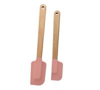 Set da 2 pezzi di spatola in silicone for crema, frullatore for pasticceria antiaderente, manico in legno, raschietto for cioccolato, burro e impastatrice for torte cucina(Pink Flat 2Pcs)