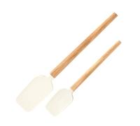 Set da 2 pezzi di spatola in silicone for crema, frullatore for pasticceria antiaderente, manico in legno, raschietto for cioccolato, burro e impastatrice for torte cucina(Flat 2Pcs)