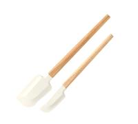 Set da 2 pezzi di spatola in silicone for crema, frullatore for pasticceria antiaderente, manico in legno, raschietto for cioccolato, burro e impastatrice for torte cucina(Round 2Pcs)