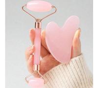 Set da 2 pezzi di strumenti per massaggio e raschiatura facciale: include 1 rullo massaggiante a doppia testa e 1 tavoletta raschiante a forma di cuore. Aiuta a ridurre il gonfiore del viso, nutrire l