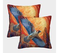 Set Da 2 Pezzi Federe Per Cuscino Falco di città Morbida Fodere Copricuscino Animale Con Chiusura Lampo Nascosta Per Divano Panca Soggiorno Camera Da Letto 45x45cm