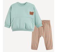 Set da 2 pezzi, felpa in pile e pantaloni sarouel in flanella Blu 24 mesi - 86 cm Orso