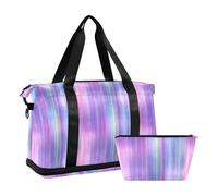 Set da 2 pezzi grande borsa da viaggio neon nevicata a righe dritte viola sport palestra tote bag con articoli da toeletta per trekking