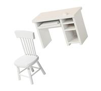Set da 2 pezzi in miniatura con scrivania e sedia in scala 1/12 per case delle bambole Accessori con design realistico e costruzione case delle bambole Set di mobili piccoli Set di mobili in miniatura