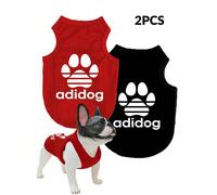 Set da 2 pezzi in motivo Adidog, gilet traspirante per animali domestici resistente alle pulci e che riduce la perdita di pelo, adatto per gatti e cani da interno/esterno L,M,S,XL,XS,XXL,XXSAnimale,Fu