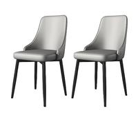 Set da 2 pezzi Moderne Esszimmerstühle - Stilvolle PU Leder gepolsterte Seitenstühle mit robusten schwarzen Metallbeinen für Küche Esszimmer Café und Home Office.