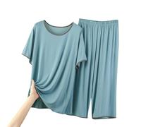 Set da 2 pezzi per il tempo libero da donna, maglietta intima a maniche corte con pantaloncini, abbigliamento per la casa, set pigiama casual, biancheria intima, B, XL