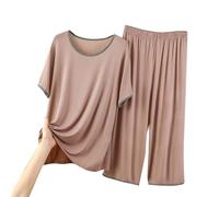 Set da 2 pezzi per il tempo libero da donna, maglietta intima a maniche corte con pantaloncini, abbigliamento per la casa, set pigiama casual, biancheria intima, D, XL