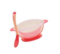 Set da 2 pezzi per l'alimentazione del bambino, include una ciotola di aspirazione e un cucchiaio con rilevamento della temperatura per una facile alimentazione Set di stoviglie BLW (Baby Led Weaning