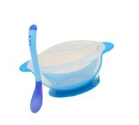 Set da 2 pezzi per l'alimentazione del bambino, include una ciotola di aspirazione e un cucchiaio con rilevamento della temperatura per una facile alimentazione Set di stoviglie BLW (Baby Led Weaning