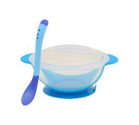 Set da 2 pezzi per l'alimentazione del bambino, include una ciotola di aspirazione e un cucchiaio con rilevamento della temperatura per una facile alimentazione Set di stoviglie per bambini
