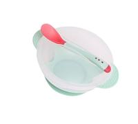 Set da 2 pezzi per l'alimentazione del bambino, include una ciotola di aspirazione e un cucchiaio con rilevamento della temperatura per una facile alimentazione Set di stoviglie BLW (Baby Led Weaning