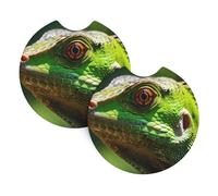 Set da 2 pezzi per portabicchieri auto con motivo camaleonte dagli occhi rossi, 6,9 cm, adatto per una varietà di modelli di auto, carino e pratico