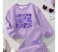 Set da 2 pezzi per ragazze con testo e motivi, set casual confortevole, adatto per attività all'aperto in primavera e autunno, stile personalizzato 6Y,7Y,8Y,9Y,10Y,4Y,5Y,14Y,11Y,12Y,13Y,16Y,15YGrafico