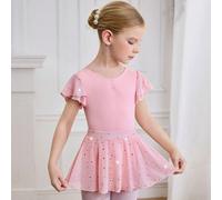 Set da 2 pezzi per ragazze giovani, composto da body da balletto e gonna tutu. Body viola elasticizzato con gonna in rete luccicante 6Y,7Y,4Y,5YPianteTessuto