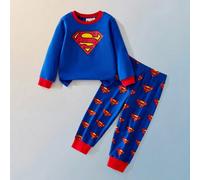 Set da 2 pezzi per ragazzi, composto da maglia a girocollo in maglia morbida con motivo supereroe e pantaloni skinny in vita elastica 6Y,7Y,8Y,4Y,5Y,2-3Ystampa dappertuttoTessuto