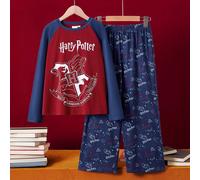 Set da 2 pezzi per ragazzi pre-adolescenti, composto da Maglietta con maniche a raglan, stampa a contrasto di emblemi e lettere, e pantaloni comodi blu scuro con stampa all-over, abbigliamento casual 