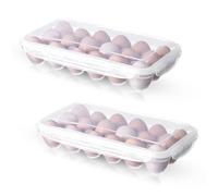 Set da 2 Pezzi Porta Uova,Materiale PP Porta Uova da Frigo Distributore di Uovas per Frigorifero Plastica Portauova,Scatola per il Trasporto Delle Uovas(32 x 18 x 6.8 CM)