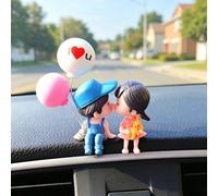 Set da 2 pezzi Statuette decorative carine di coppia con palloncino come ornamenti per decorare cruscotto di auto, ottimi regali Tagli Unica,Coppia grigia ornamenti palloncini rosa bianchi,ornamenti b