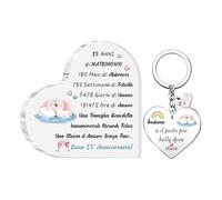 Set da 2 Pezzi Targhe e Cartelli Portachiavi Anniversario Nozze Regali Romantici Moglie Marito Apprezzare Acrilico Placca Mio Uomo Donna Scrivania Segni Felice Storia D'amore Sempre Ricordo (15)
