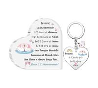 Set da 2 Pezzi Targhe e Cartelli Portachiavi Anniversario Nozze Regali Romantici Moglie Marito Apprezzare Acrilico Placca Mio Uomo Donna Scrivania Segni Felice Storia D'amore Sempre Ricordo (10)