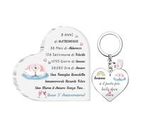 Set da 2 Pezzi Targhe e Cartelli Portachiavi Anniversario Nozze Regali Romantici Moglie Marito Apprezzare Acrilico Placca Mio Uomo Donna Scrivania Segni Felice Storia D'amore Sempre Ricordo (3)