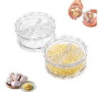 Set da 2 pezzi: tritatore manuale trasparente per aglio e zenzero, tritatore e schiaccia-aglio multifunzionale, per tritare spicchio d'aglio e cipolla con un semplice movimento rotatorio