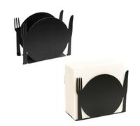 Set da 2 Portatovaglioli Da Tavola in Metallo, Porta Tovaglioli Da Tavolo Nero 15x6x12 cm, Elegante Portatovaglioli Da Cucina Piatto