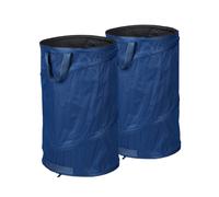 Relaxdays Sacchi da Giardinaggio, Set da 2, Fogliame e Rifiuti, Sistema Pop Up, 120 l, Impermeabile, 72x45 cm, Blu, Poliestere, HD: 72 x 45 cm