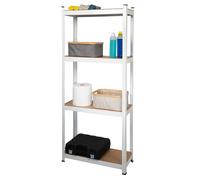 SET DA 2 SCAFFALI 4 RIPIANI METALLO E LEGNO 150X75CM SCAFFALI GARAGE MAGAZZINO