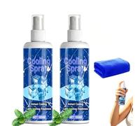 Set da 2 Spray Refrigerante Corpo da 100ml con Asciugamano Rinfrescante, Ghiaccio Istantaneo e Spray Rinfrescante Estivo al Mentolo per Vestiti, Auto, Spiaggia, Piscina, Sport e Commute Viaggi
