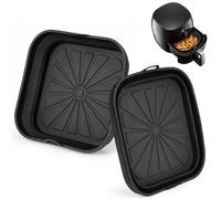 Set da 2 Teglie per Friggitrice ad Aria, Inserti in Silicone con Manici, Riutilizzabili e Pieghevoli, Contenitori per Friggitrice ad Aria, Forno e Microonde
