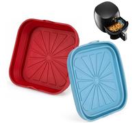 Set da 2 Teglie per Friggitrice ad Aria, Inserti in Silicone con Manici, Riutilizzabili e Pieghevoli, Contenitori per Friggitrice ad Aria, Forno e Microonde