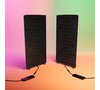 Set da 2 trappole acustiche per bassi angolari strette con lampada da tavolo LED RGB | 25x50х10 cm | Supporto acustico mobile da tavolo per studi podcast e sala giochi | [PULSE-mini | Nero]