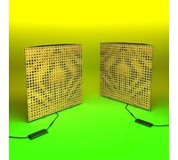 Set da 2 trappole acustiche per bassi con lampada da tavolo e illuminazione LED RGB | 50x50x15cm | Supporto acustico mobile da tavolo per studi podcast e sala giochi | [UNIVERSE-15 | Sonoma]