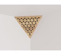 Set da 2 trappole acustiche per bassi «Triangle» angolari da soffitto | Schiuma fonoassorbente e diffusiva con pannello in HDF laminato perforato | Colore: [TRI | Rovere]