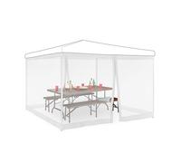Relaxdays Set da 2 Zanzariere per Gazebo 3x3m, Dimensioni 2x6 m, con Cerniera e Chiusura a Strappo, Anti Vespe, Bianco