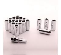 Set da 20 Dadi Lunghi 45mm SILVER LONG imbus lug Dadi Acciaio 12x1.25 + Key