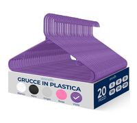Set da 20 Grucce Appendiabiti in Plastica Stampelle Armadio Antiscivolo