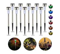 Set da 20 Lampade Solari a LED, Impermeabili, Giardino, Terrazza e Balcone, Acciaio Inox, Luci Colorate, Color Argento