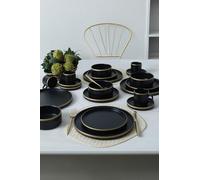 Set da 20 pezzi, nero opaco, 100% ceramica Stoneware | Antibatterico, Easy Clean, Thermal Shock Resistant | Eco-Friendly, Dishwasher & Microwave Safe