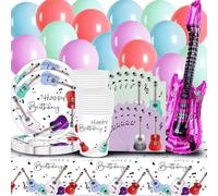 Set da 20 porzioni, 78 pezzi, in stile INS, per feste da 90 giorni con palloncino, piatto grande da 9 pollici, tazza + tovaglioli, grande tovaglia, decorazione da tavolo, festa a tema